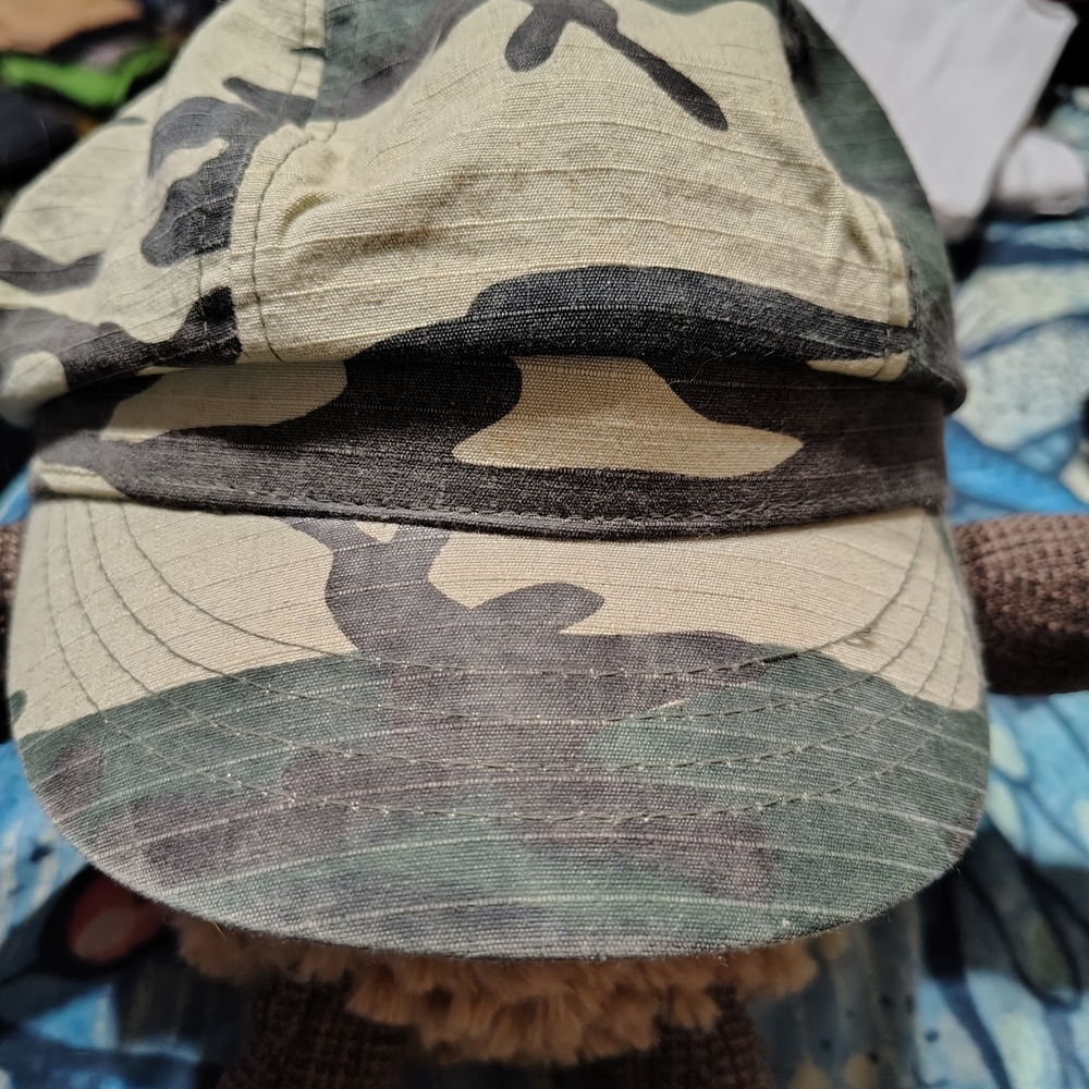 Camouflage 90s Y2K Vintage Cotton Newsboy Cap Hat/ See Info